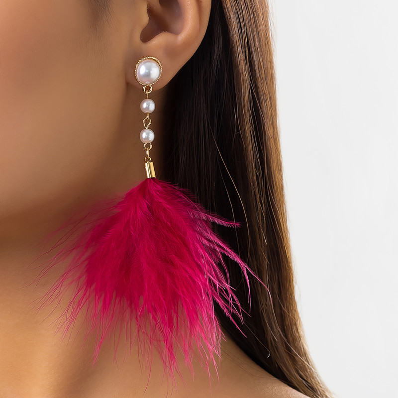 Trend Party Jewelry Gift Tassel Drop Earrings For Women Fashion Imitation Pearl Earrings Salircon B 8