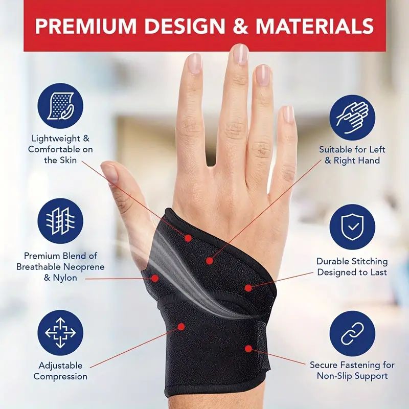 Perfect For Women And Men Wrist Brace Adjustable Support Wrap Strap Hand Fit Right Or Left Hand Car 2