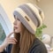 Fashion Stripe Stitching Beanie Hat Soft, Hot Sale Women Slouchy Winter Hat, Knit Hats Female Streetwear Cap Cozy Fit