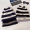 Fashion Stripe Stitching Beanie Hat Soft, Hot Sale Women Slouchy Winter Hat, Knit Hats Female Streetwear Cap Cozy Fit