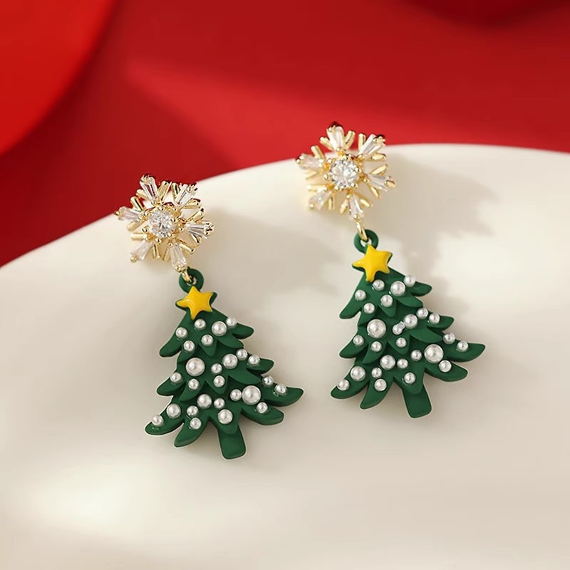 Creative Personalized Girl Gifts, Christmas Tree Star Pendant Earrings Women, Christmas Series Simple Advanced Rotating