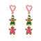 Cute Colorful Heart Gingerbread Drop Earrings for Women Funny Enamel Santa Claus Snowman Earrings Christmas Holiday Jewelry Gift