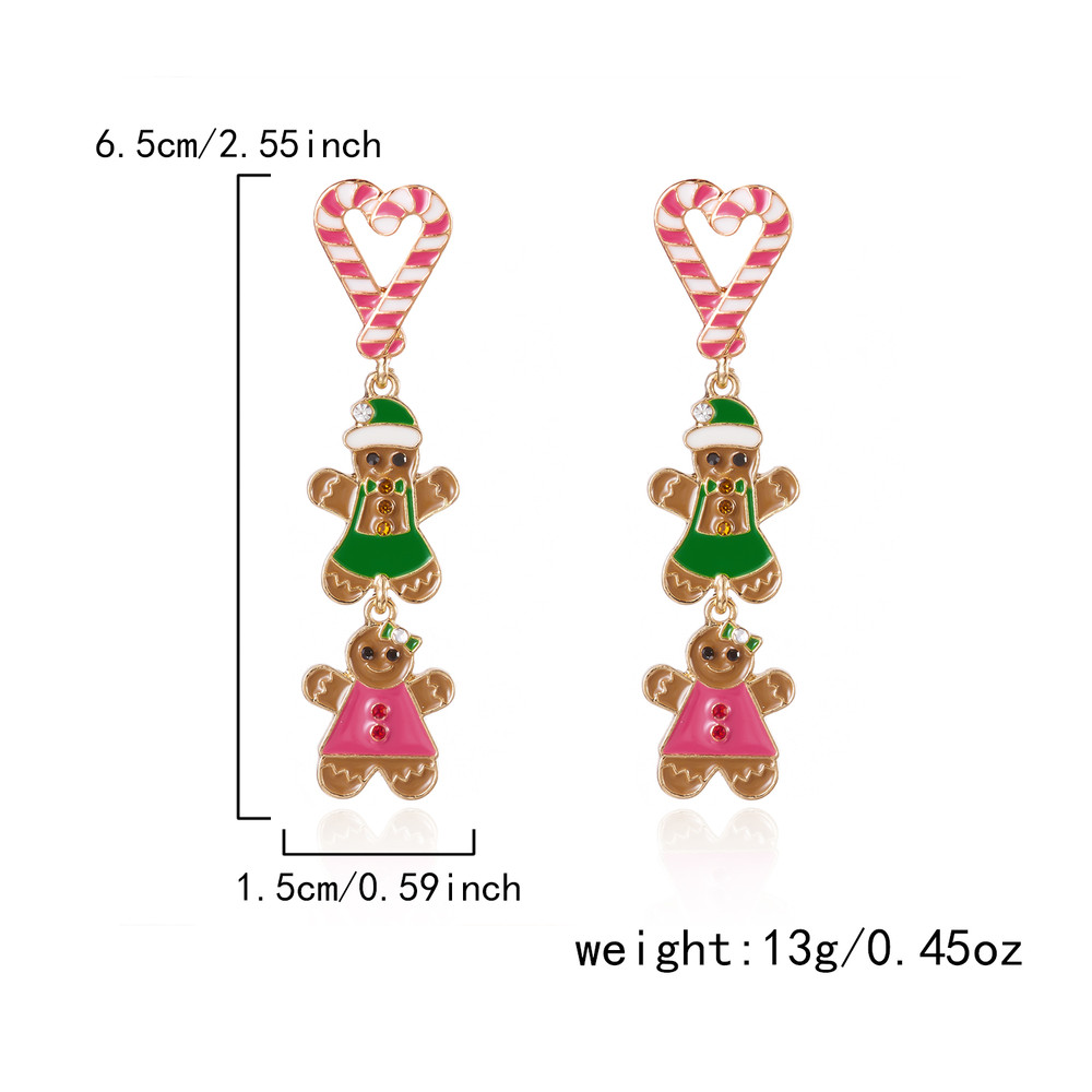 Cute Colorful Heart Gingerbread Drop Earrings for Women Funny Enamel Santa Claus Snowman Earrings Christmas Holiday Jewelry Gift