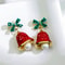 Colorful Beads Christmas Tree Earrings with Santa Claus and Snowman for Women Holiday Drop Earrings