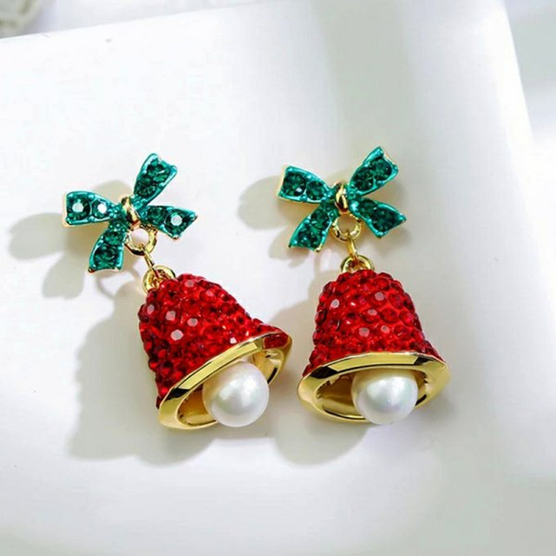 Colorful Beads Christmas Tree Earrings with Santa Claus and Snowman for Women Holiday Drop Earrings