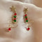 Colorful Beads Christmas Tree Earrings with Santa Claus and Snowman for Women Holiday Drop Earrings