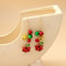 Colorful Beads Christmas Tree Earrings with Santa Claus and Snowman for Women Holiday Drop Earrings