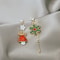 Colorful Beads Christmas Tree Earrings with Santa Claus and Snowman for Women Holiday Drop Earrings