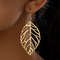 Trendy Ear Accessories with Brief Hollow Out Leaves Dangle Earrings, Vintage Silver Golden Color Jewelry