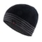 Mens Winter Thick Beanie Hat Skullies Beanies Knitted Striped Hats Double Layer Solid Color Velvet 0