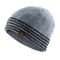 Mens Winter Thick Beanie Hat Skullies Beanies Knitted Striped Hats Double Layer Solid Color Velvet 6