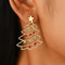 Simple Christmas Tree Earrings with Colored Zircon, Creative Fashion Jewelry Gift for Women