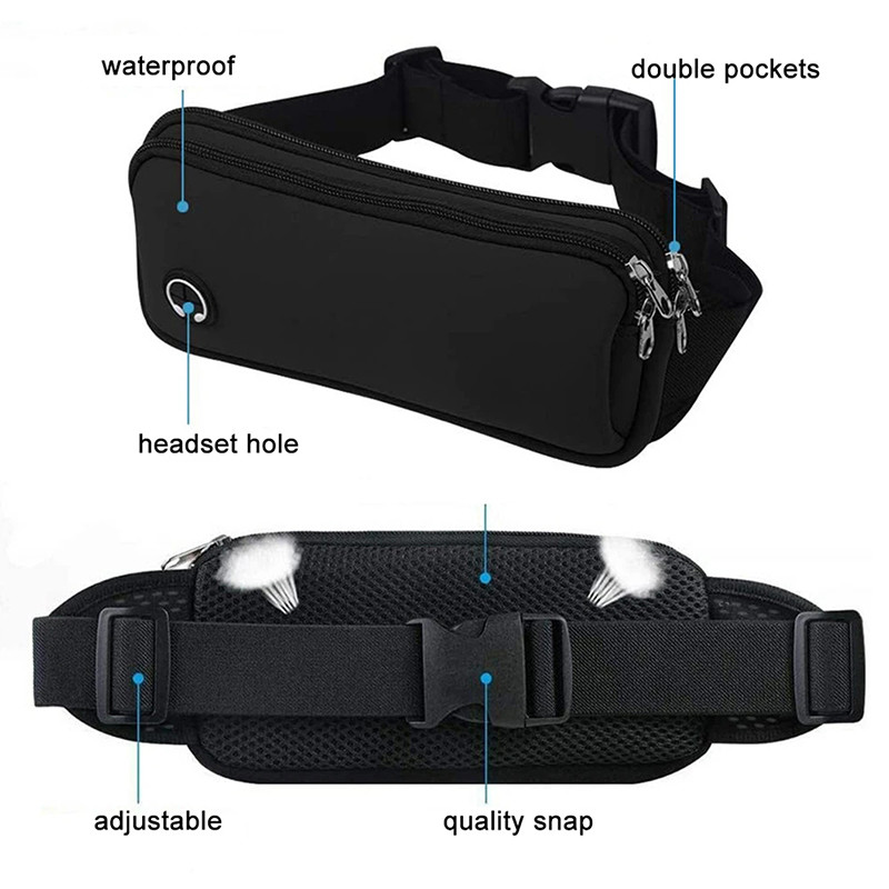 Waterproof Running Waist Bag for Men and Women, Adjustable Fitness Sports Mobile Phone Bag for Marathon Cycling