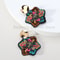 Elegant Handmade Embroidered Flower Dangle Earrings, Boho Luxury, Colorful Rice Beads Jewelry