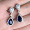 Luxury Blue White Pear Drop Earrings Huitan Fashion Wedding Engagement Ear Accessories Fancy Gift for Women