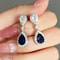 Luxury Blue White Pear Drop Earrings Huitan Fashion Wedding Engagement Ear Accessories Fancy Gift for Women