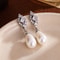 Pearls Bridal Earrings Fashion Geometric Zircon Teardrop Jewelry Silver Gold Color Accessories For 5