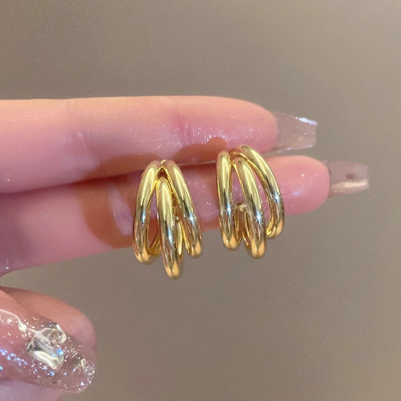 Elegant Gold Color Geometric Statement Hoop Earrings for Women, Vintage Luxury Party Jewelry Gift