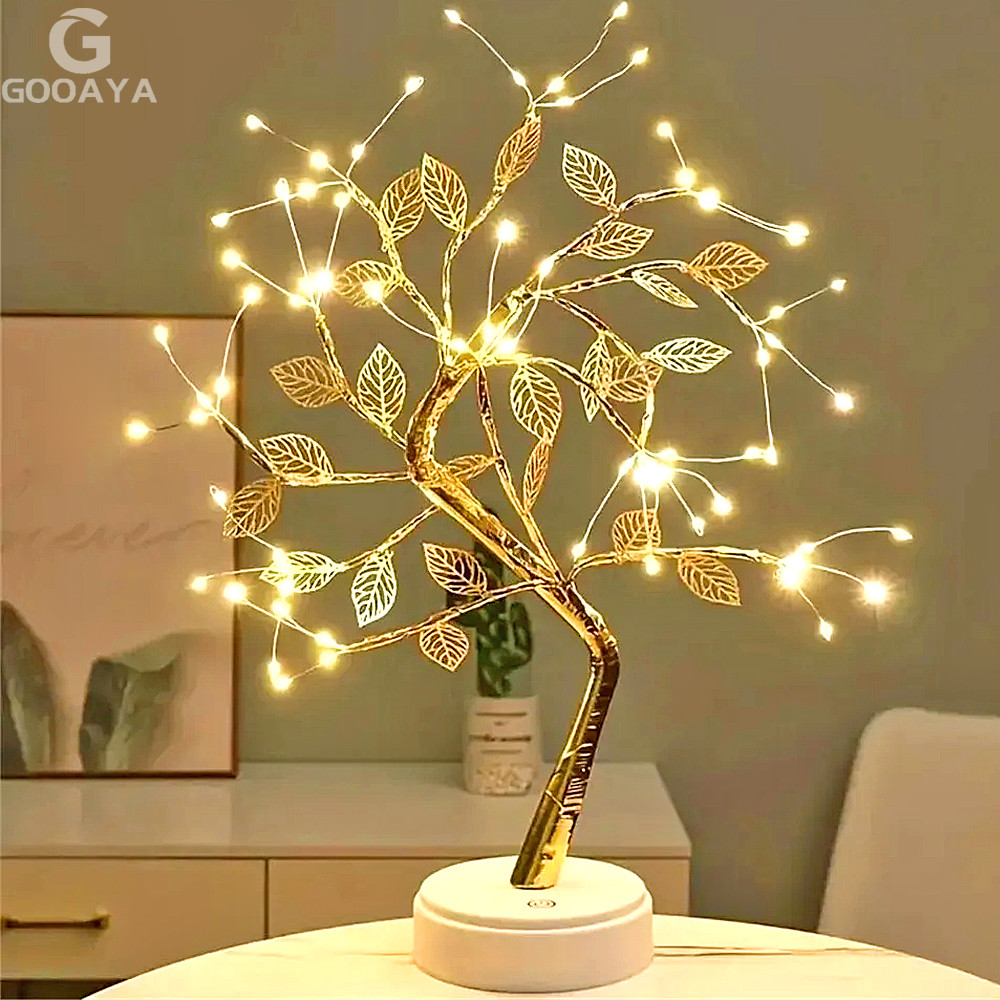 DIY LED Rose Leaf Table Lamp, USB Powered Christmas Tree Fairy Lights, Wedding and Party Home Decoration
