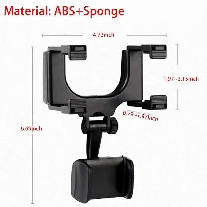 Rotation Car Phone Holder Rearview Mirror Mount Adjustable Clip For GPS Navigation Video Calls Univ 3