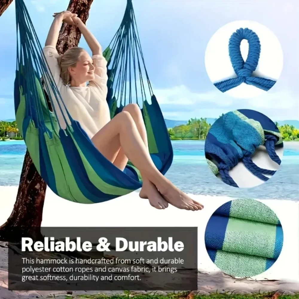 Thick Canvas Outdoor Portable Swing Hammock For Camping Lounging Sleeping 1