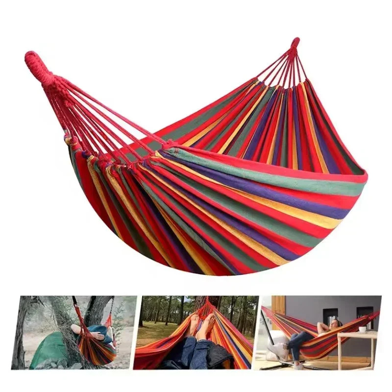 Thick Canvas Outdoor Portable Swing Hammock For Camping Lounging Sleeping 0