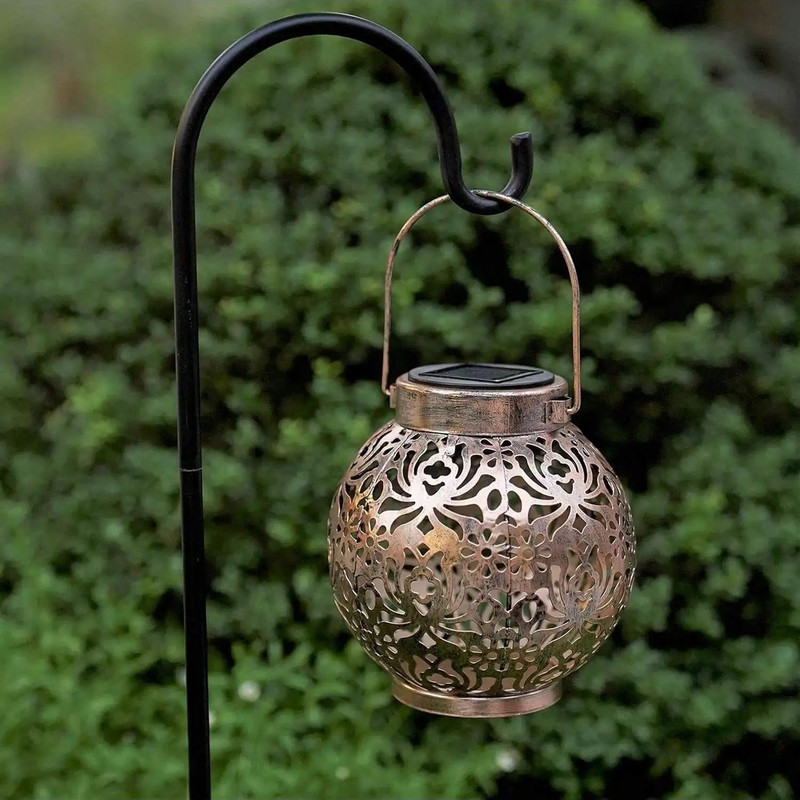 Waterproof Solar Hanging Lantern Lights Moroccan Decorative LED Garden Light Solar Metal Tabletop L 5