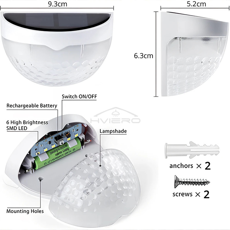 Outdoor LED Solar Fence Lamp Waterproof Wall Lights Warm White Path Lighting For Fence And Terrace 5