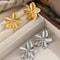 Gold Color Stainless Steel Flower Stud Earrings for Women, Vintage Metal Earrings for Girls, Trendy Daily Wear Jewelry