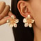 Gold Color Stainless Steel Flower Stud Earrings for Women, Vintage Metal Earrings for Girls, Trendy Daily Wear Jewelry