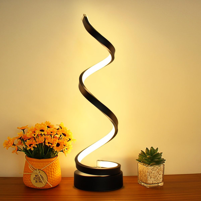 Dimmable Spiral LED Table Lamp, Color RGB Desk Light, Modern Minimalist Lamp for Bedroom and Office