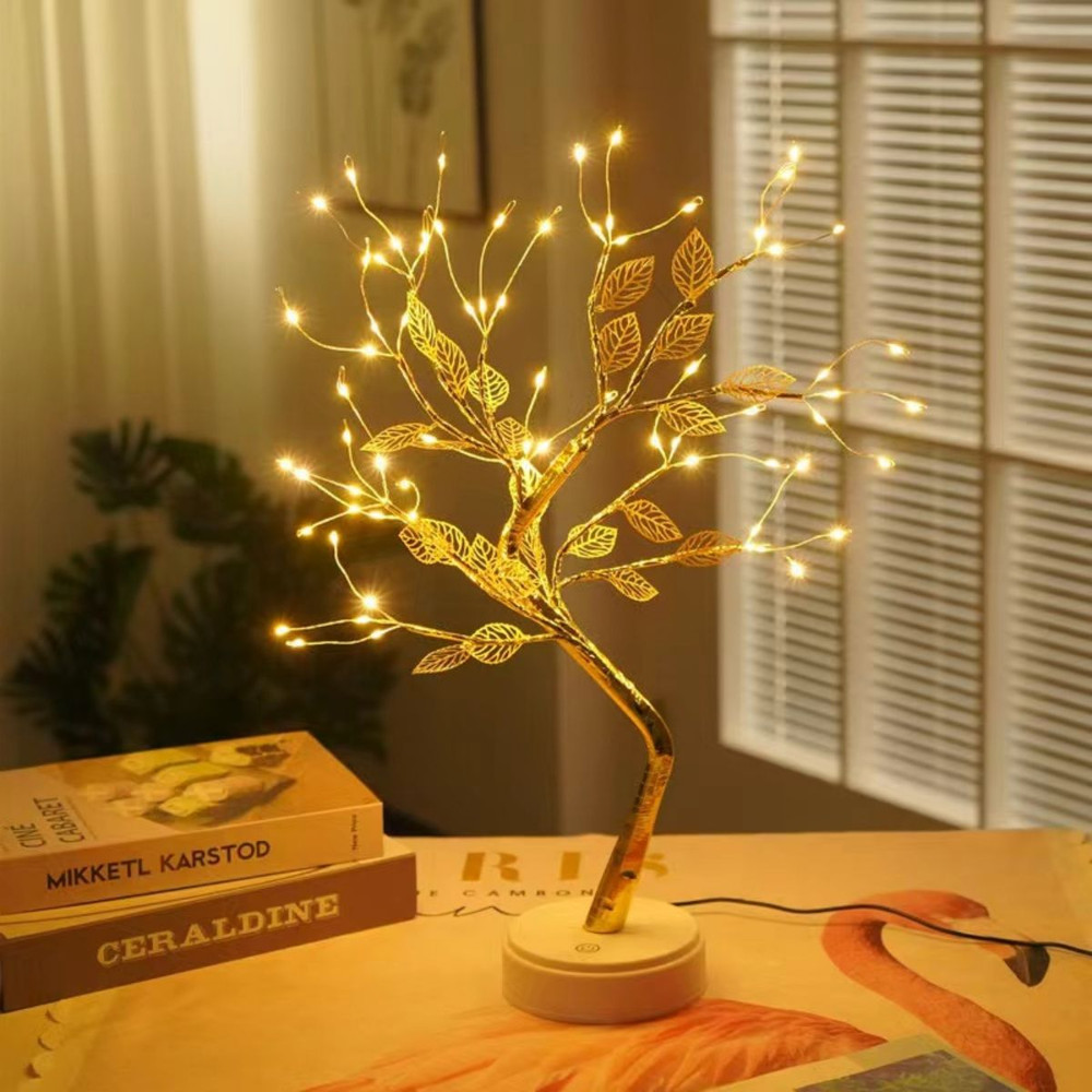 With Golden Leaf Touch Tree Light Night Light Battery Box USB Christmas Decorative Light 1