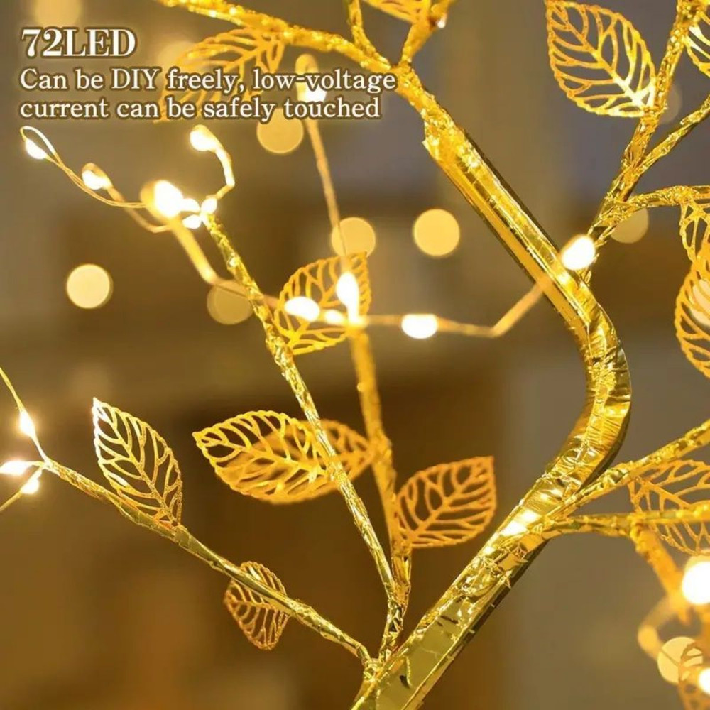 With Golden Leaf Touch Tree Light Night Light Battery Box USB Christmas Decorative Light 2