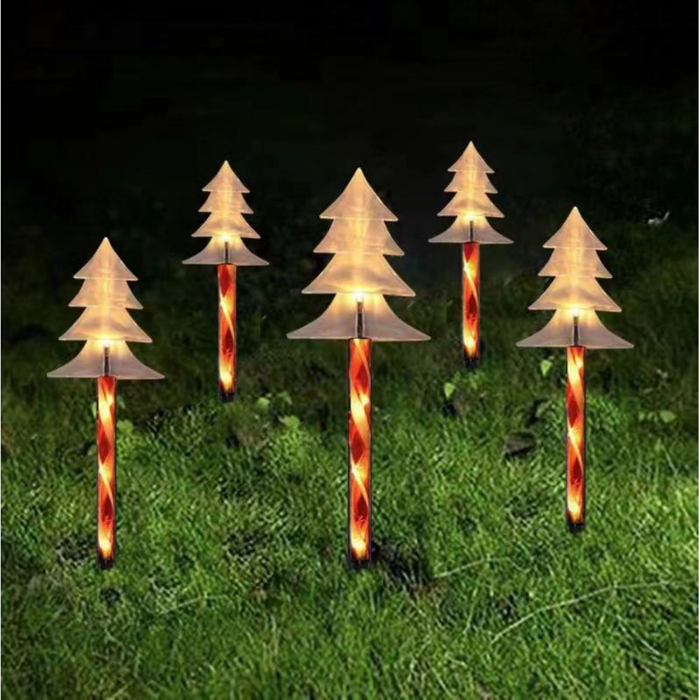 Red Tube LED Solar Pentagram , Outdoor Waterproof Lawn Light, Snowflake Christmas Tree Bell Courtyard Decoration