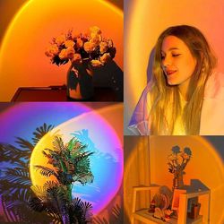 neon night lamp sunset projector, usb sunset light led rainbow, wall atmosphere lighting for bedroom decor