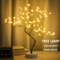 Desk Lamp LED Desktop Night Light, Desktop Bonsai Lamp Shaped, Pearl Gold Leaf, Iron Tree Silver Branch, Star Christmas
