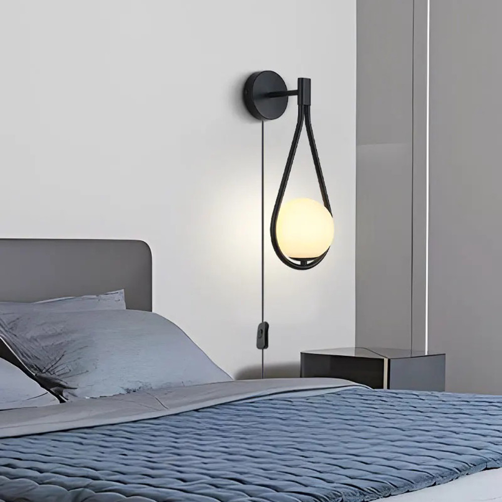 LED Wall Lamps with Bulb, Black Copper Indoor LED Wall Lights, With Plug Switch for Bedroom, Wall Sconce Decor