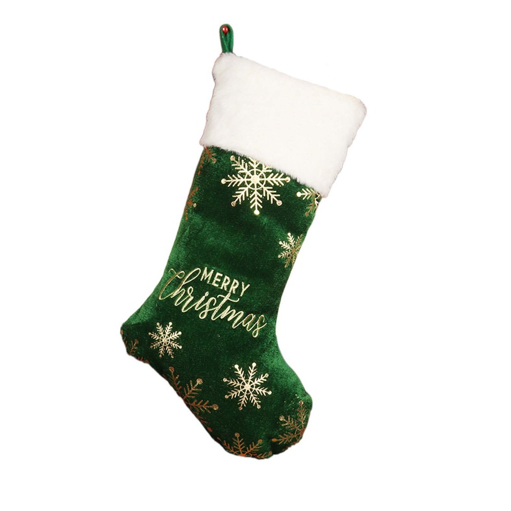 Snowflake Pattern Christmas Stocking Embroidered Personalized Christmas Sock Red Green Navidad Larg 5