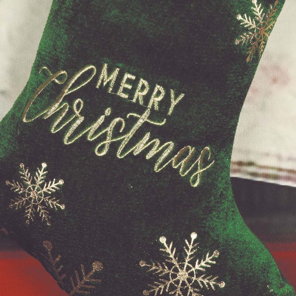 Snowflake Pattern Christmas Stocking Embroidered Personalized Christmas Sock Red Green Navidad Larg 4