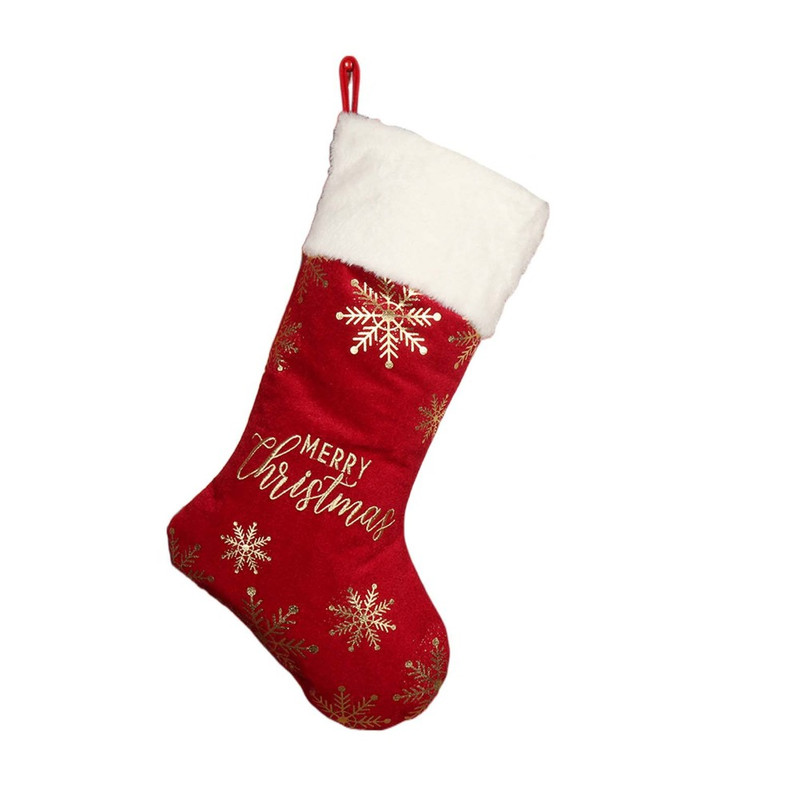 Snowflake Pattern Christmas Stocking Embroidered Personalized Christmas Sock Red Green Navidad Larg 6