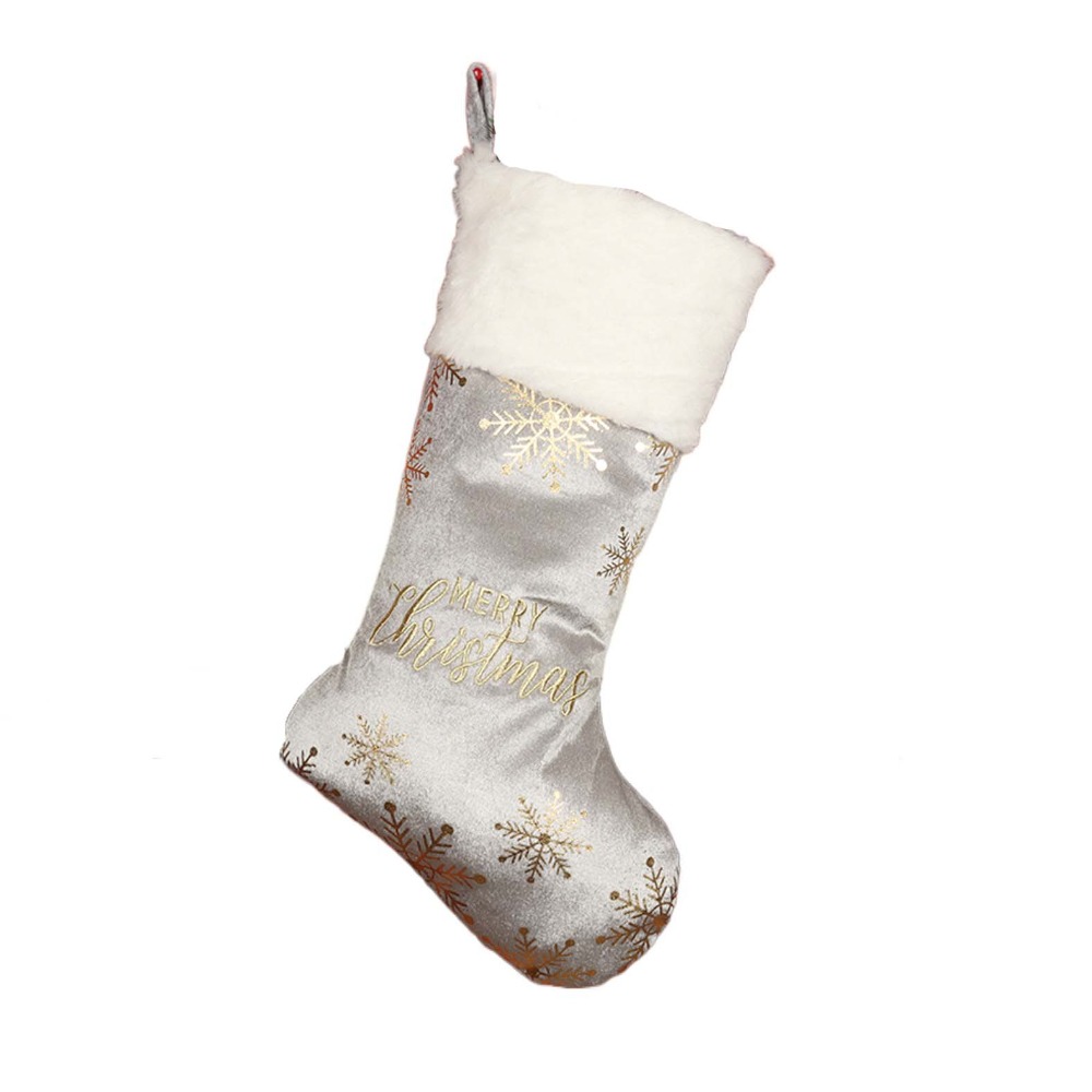 Snowflake Pattern Christmas Stocking Embroidered Personalized Christmas Sock Red Green Navidad Larg 7