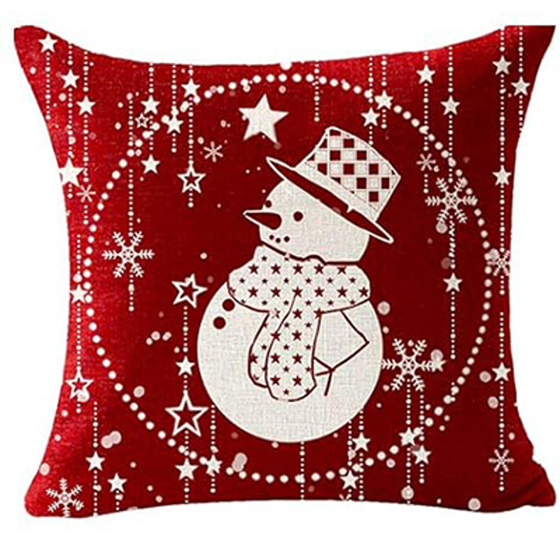 Car With Tree Deer Happy Winter Linen Pillowcase Cushion Sofa Living Room Merry Christmas Snowflake 4