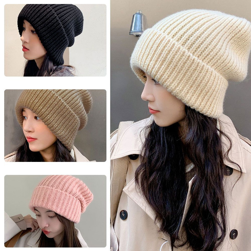 Caps Men Hats Solid Color Hip Hop Unisex Female Beanies Winter Warm Hats For Women Casual Stacking 1
