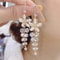 Shiny Zircon Opal Wedding Jewelry Gift Luxury Crystal Flower Tassel Drop Girls Party Earrings Long 2