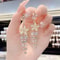 Shiny Zircon Opal Wedding Jewelry Gift Luxury Crystal Flower Tassel Drop Girls Party Earrings Long 4