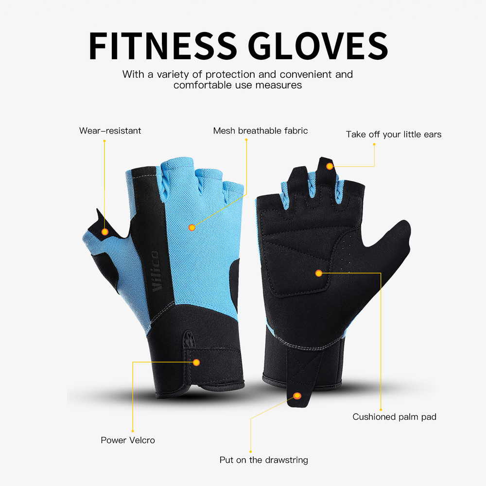 Gym Lifting Workout Gloves Men Women, Wrist Belt Fitness Climbing, Work Out Shock Absorb Foam Pad Palm Crossfit