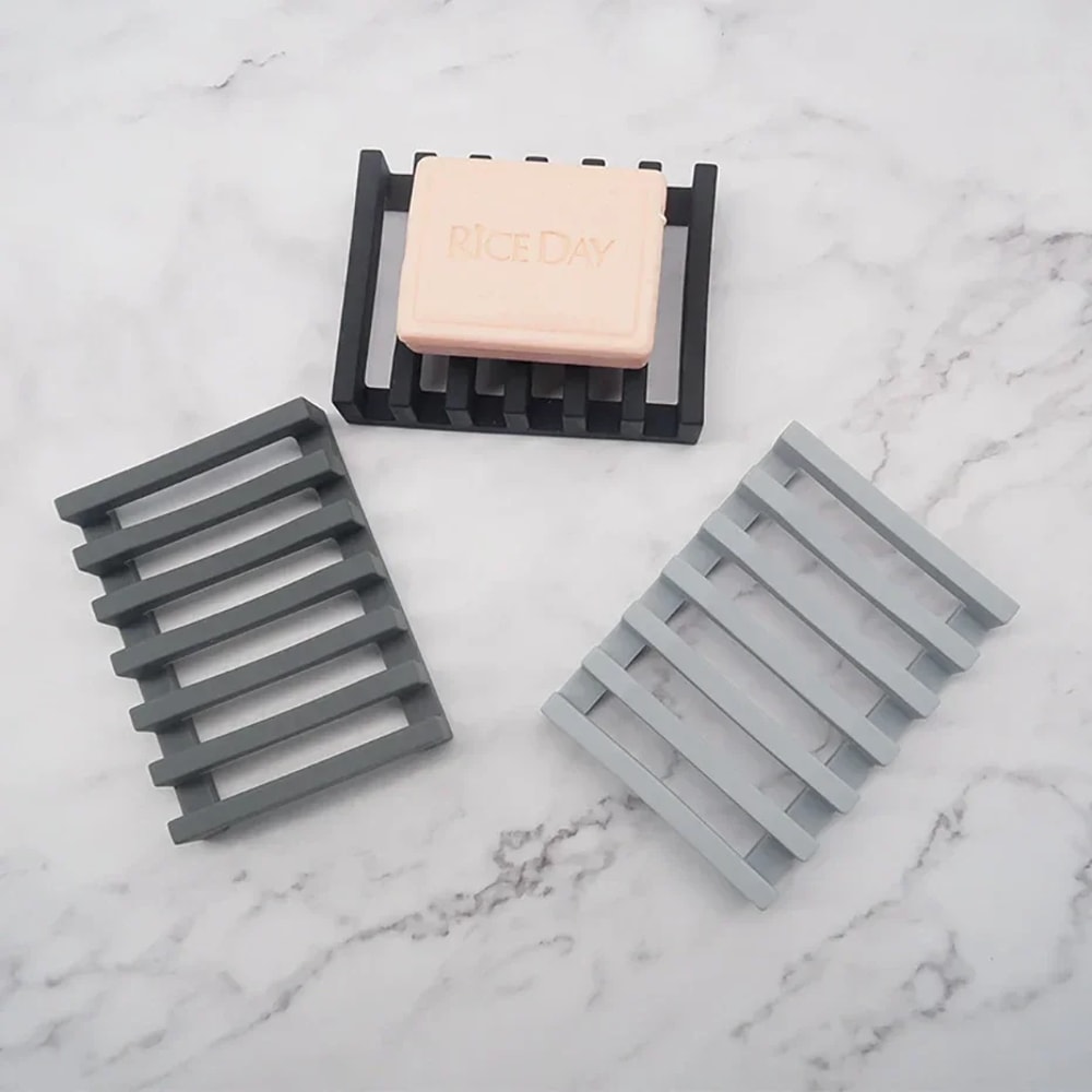 Hollow Design Bar Soap Dish Flexible Silicone Soap Holder Drainer Sponges Scrubber Display Bathtub 4