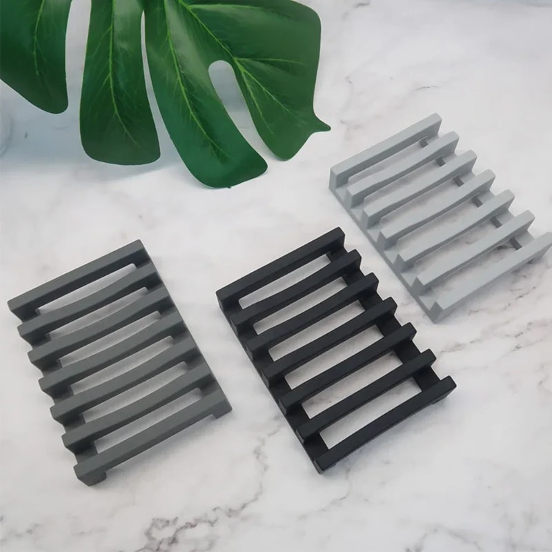 Hollow Design Bar Soap Dish Flexible Silicone Soap Holder Drainer Sponges Scrubber Display Bathtub 5