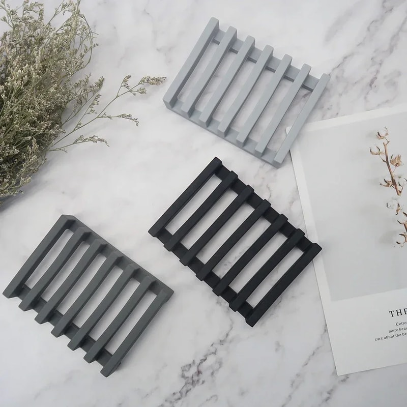 Hollow Design Bar Soap Dish Flexible Silicone Soap Holder Drainer Sponges Scrubber Display Bathtub 6