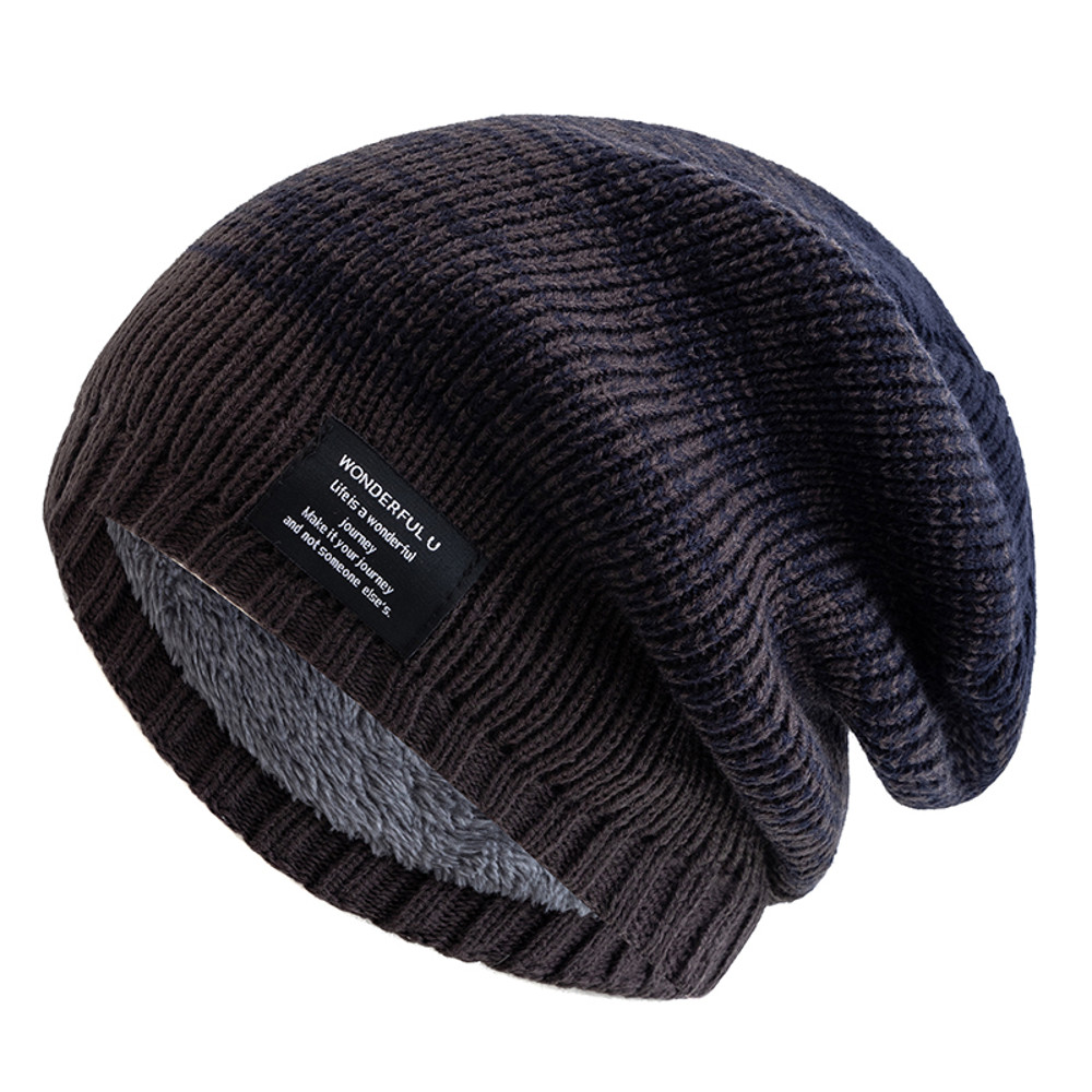 Female Winter Mixing Color Label Decor Knitted Hats Hot Sale Women Slouchy Winter Hats Plush Fur Li 5